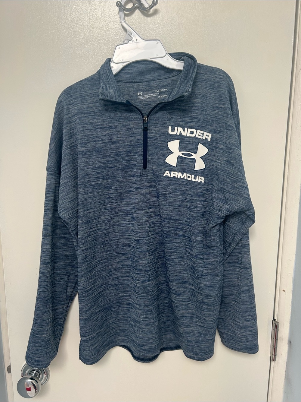 Under Armour Kids' Navy Heather Quarter-Zip Logo Pullover